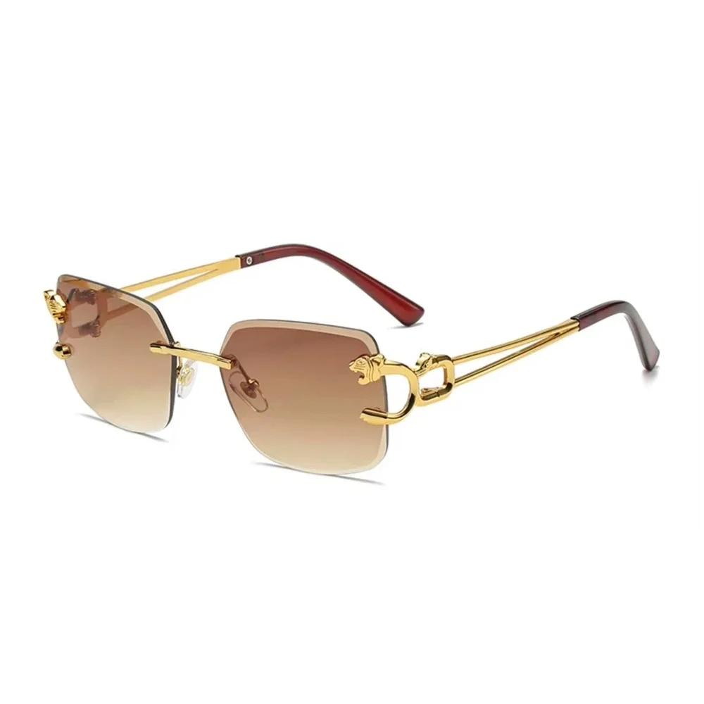 Sunglasses Men Square‎ Gold Leopard Designer Shades Fashion Eyewear Brown Lens